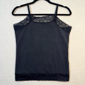 NTCO Nomadic Traders Elegant Black Lace Trim Cami Top Size Medium Y2K